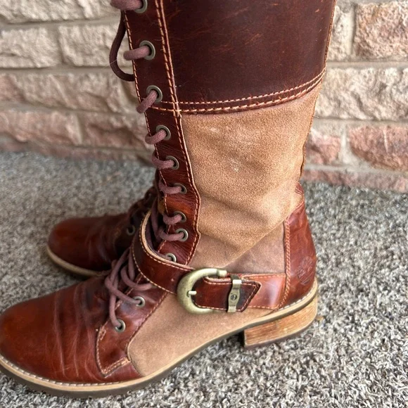 Timberland Earthkeeper Bethel Mid lace Boots size 9 Brown Distressed Leather - Picture 5 of 12